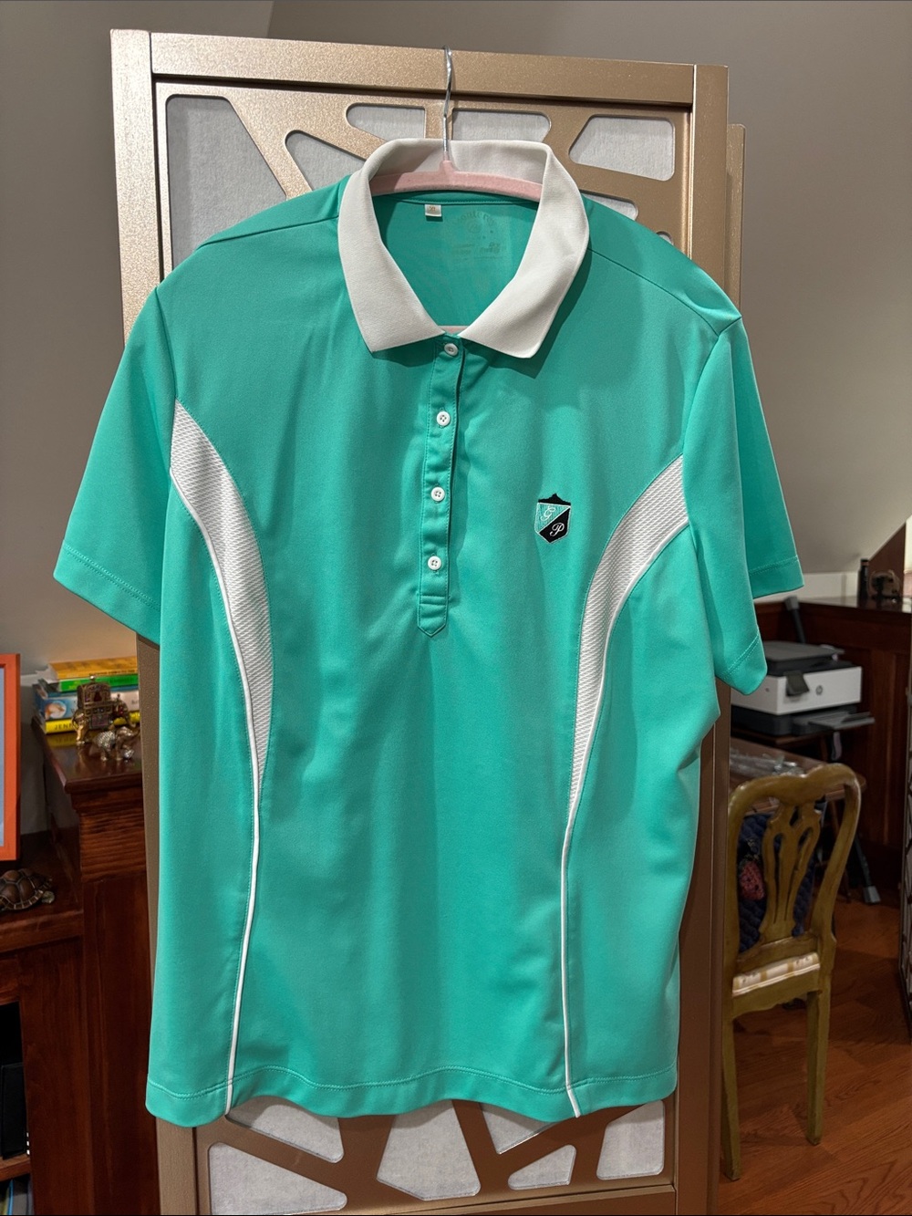 Monterey Bay Teal and White Golf Polo